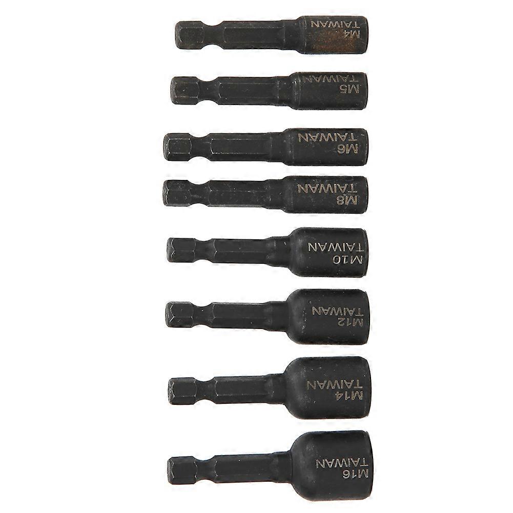 8pcs High Hardness Alloy Steel Tapping Socket Set 1/4 Hex Shank Pneumatic Screwdriver Accessories