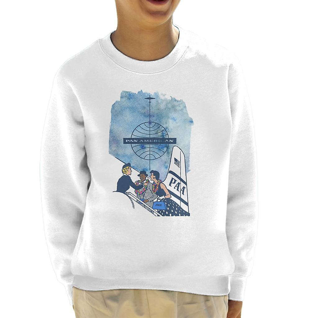 Pan Am Hostess Placing Rainbow Lei On Customer Kid's Sweatshirt