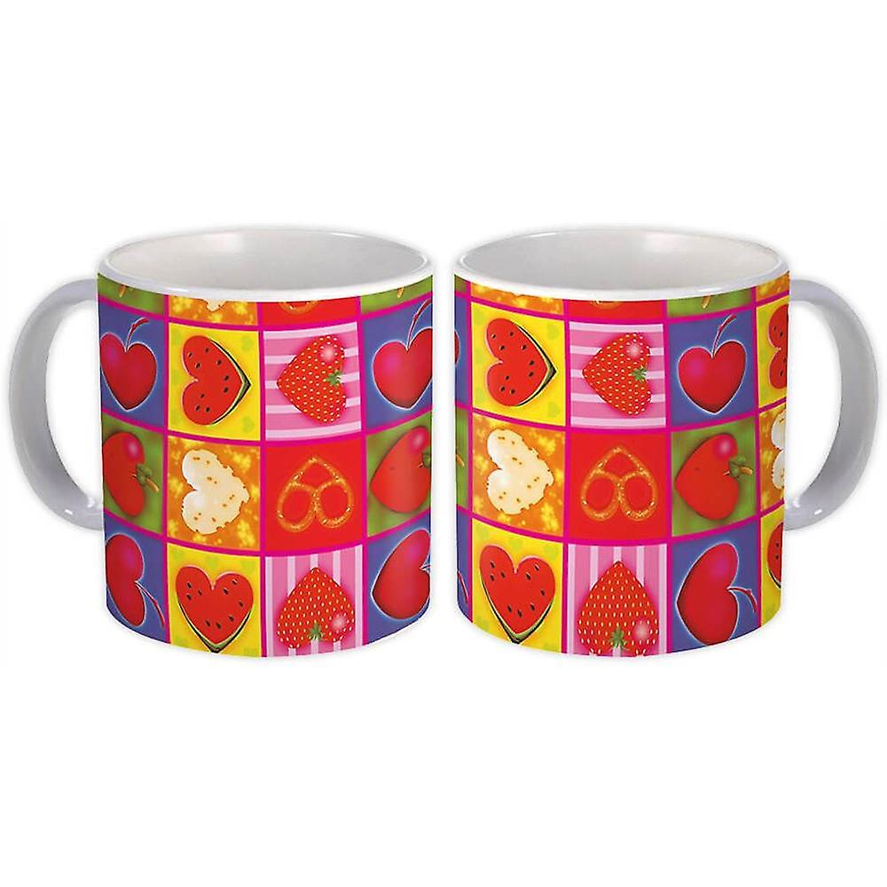 Gift Mug: Heart Shaped Fruits Square
