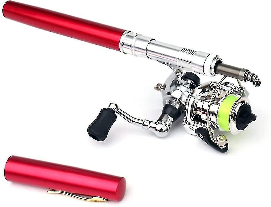 Pen Fishing Rod, 39" Mini Telescopic Fishing Rod And Reel Combo red