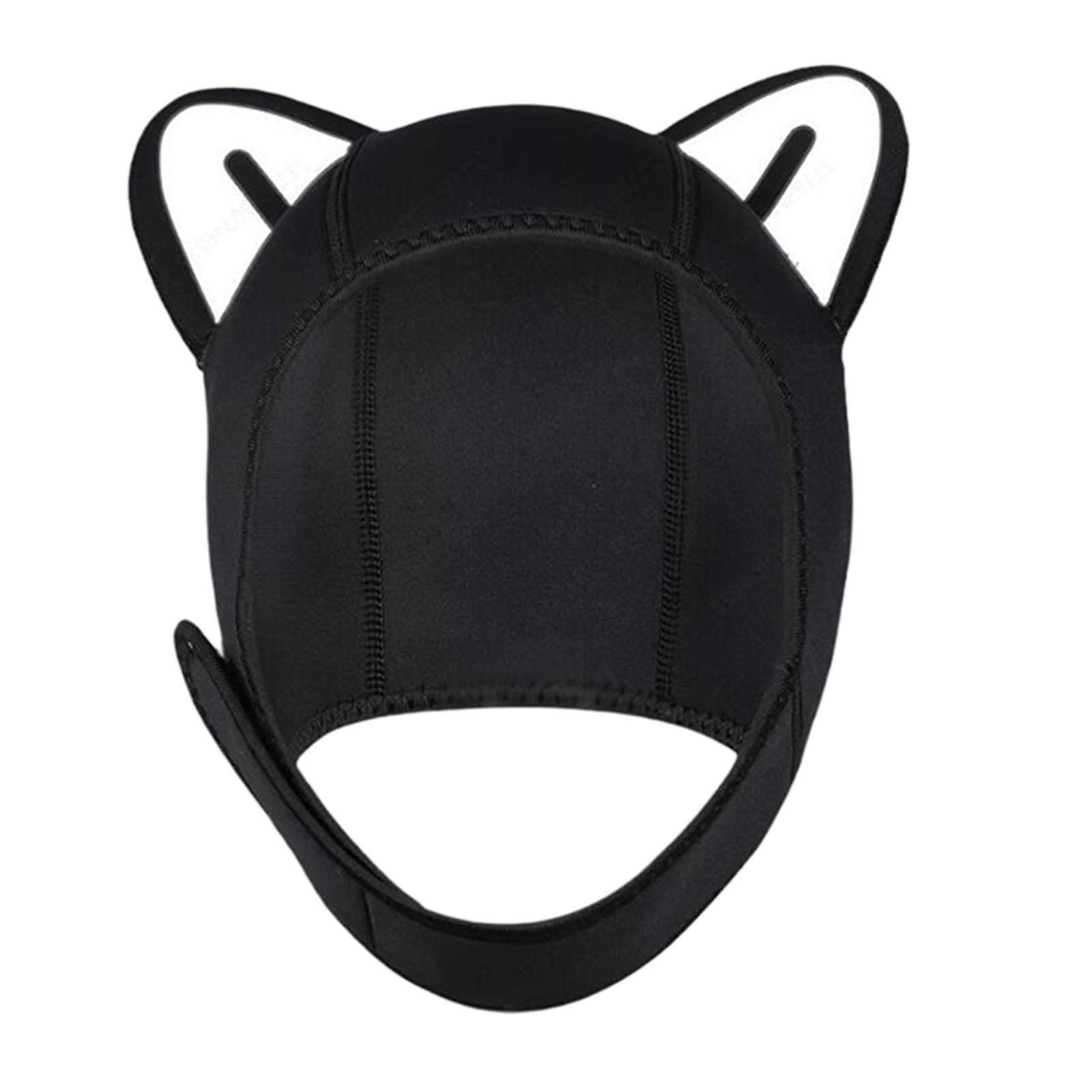 آذان القط غوص بالحياة غطاءة غطاء جميل لركوب الأمواج قبعة للإبحار التجديف بالكاياك أسود أبيض الأذن S