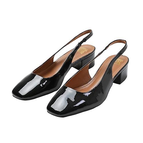 Where's That From Womens/Ladies Michigan Patent Leather Sling Back Low Block Heel Sandals