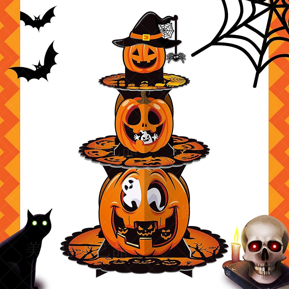 Halloween Pumpkin Multi Layer Cake Stand Ghost Festival Party Dessert Table Multi Layered Paper Cake Tray Happy Halloween Day