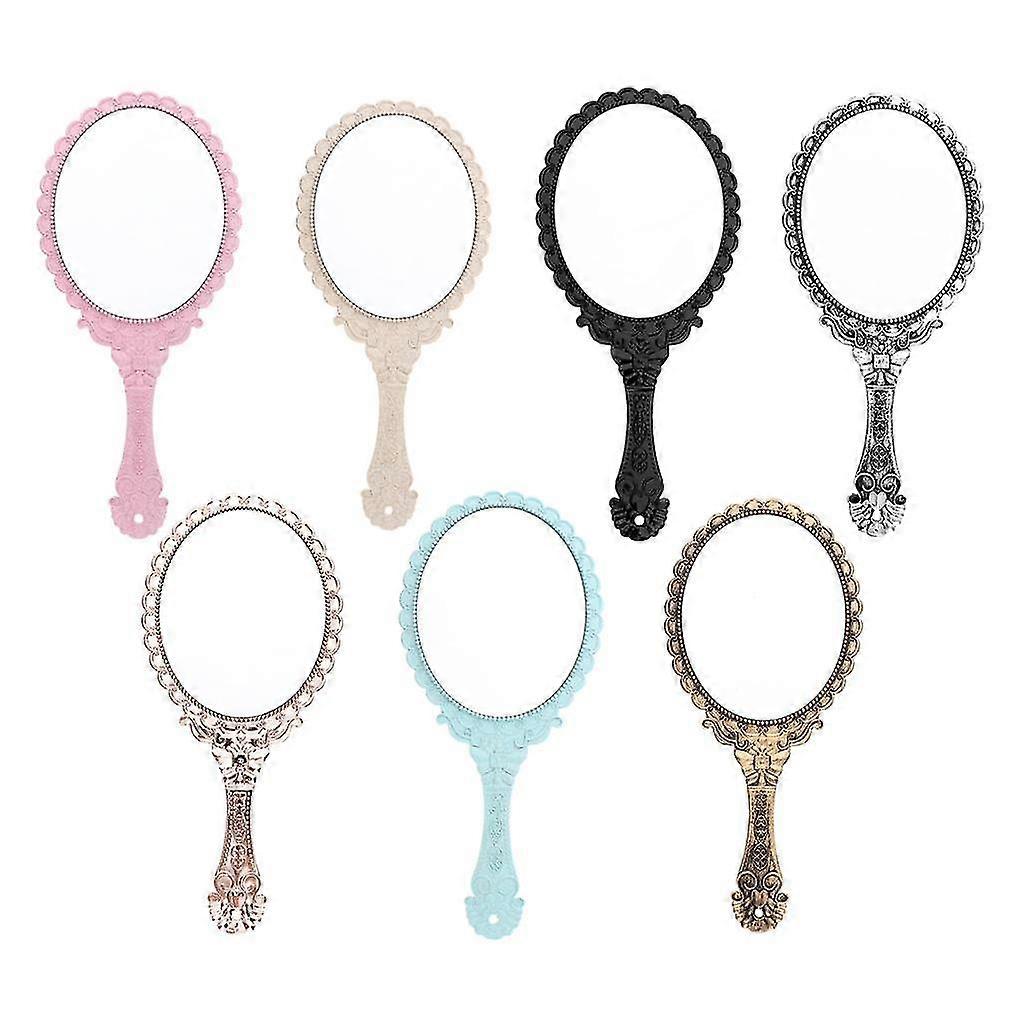 hg 7x Antique Hand Mirror With Embossed Rose Design For Make Up Rose Golden