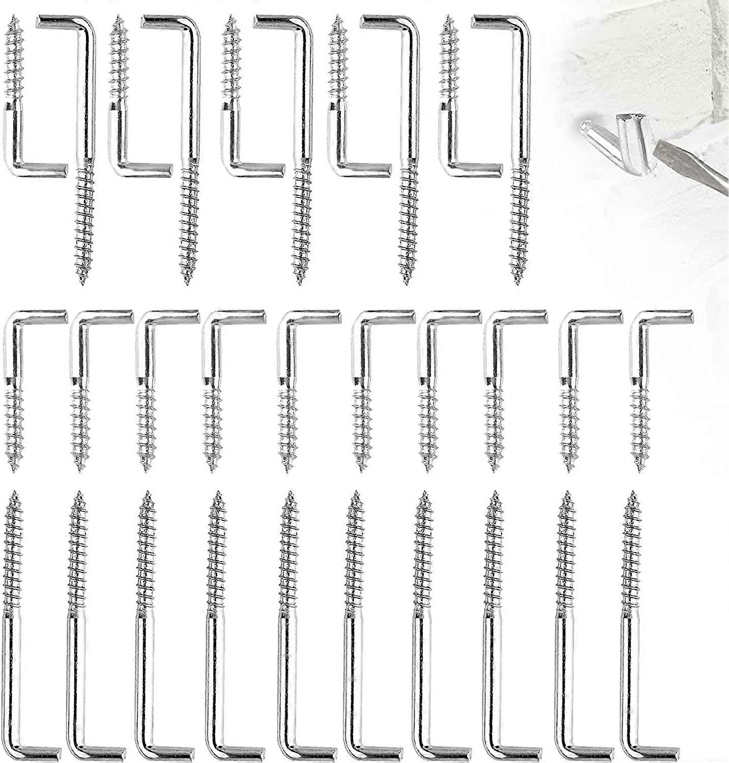 30 Pieces Right Angle Screw Hook, Galvanized Screw Hook, Split L-Shaped Hook, Right Angle Galvanized Hook