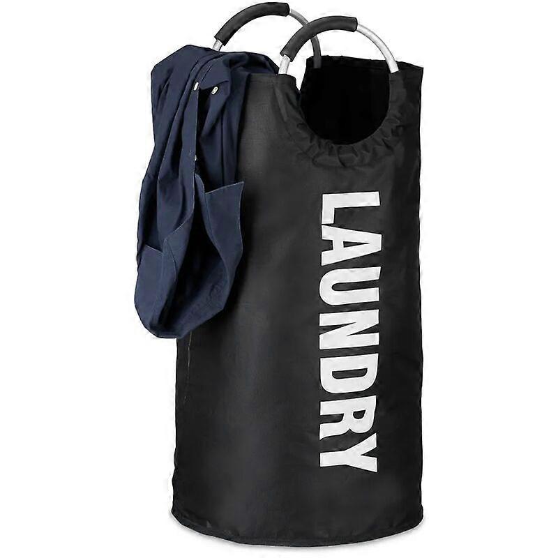 Foldable laundry basket with handle