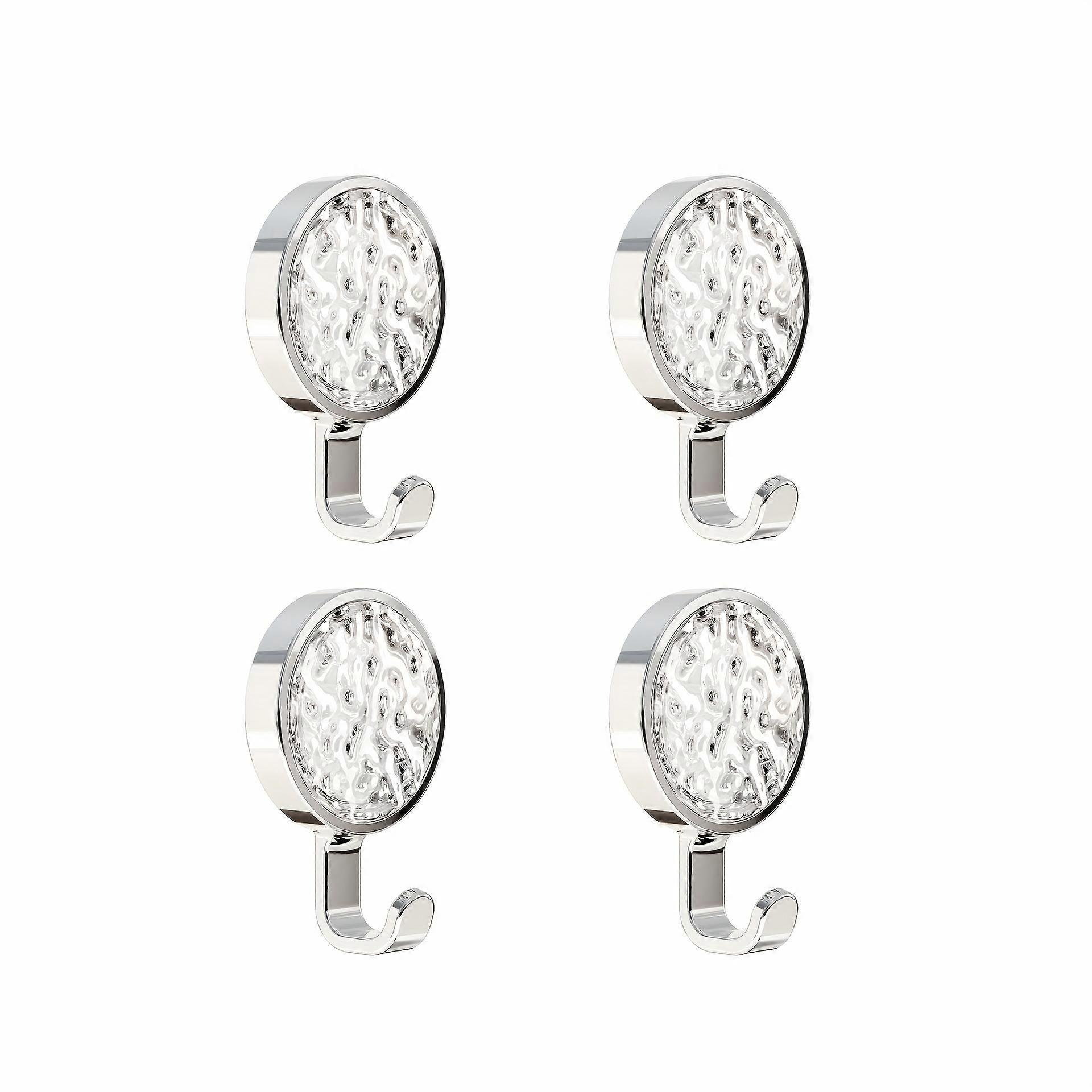 4pcs Fashion Wall Hooks, Plastic Strong Adhesive No-Drill Wall Mounted Utility Hooks, Easy Install, Glacier Pattern Hanging Hooks for Bathroom and Doo