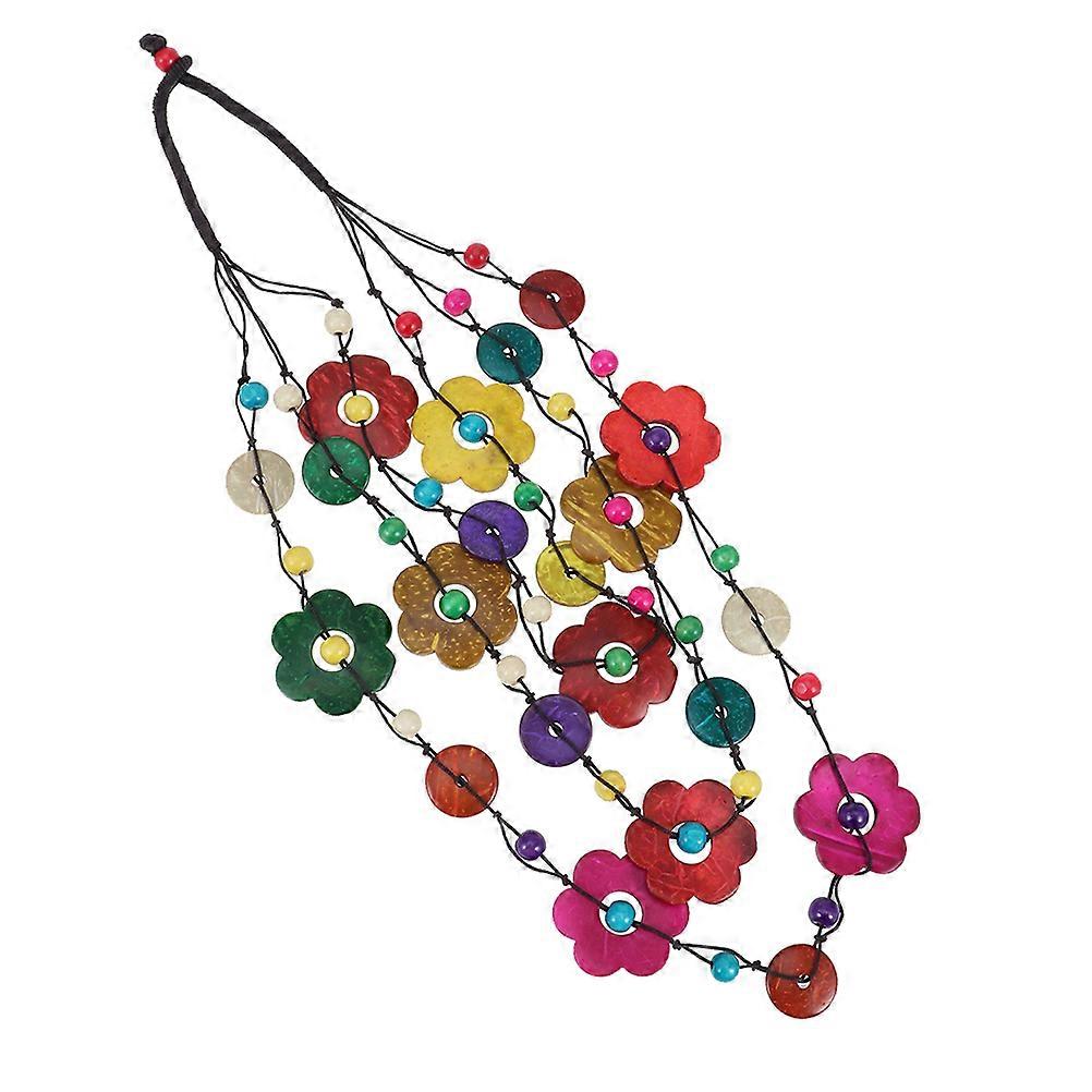 2pcs Ethnic Style Bohemia Petal Shaped Coconut Shell Necklaces (Assorted Color)