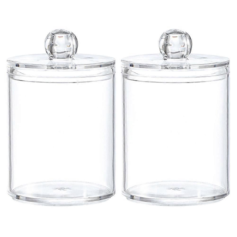 2Pcs Transparent Cotton Swab Box Desktop Box Home Sundries Holder Creative Storage Jar