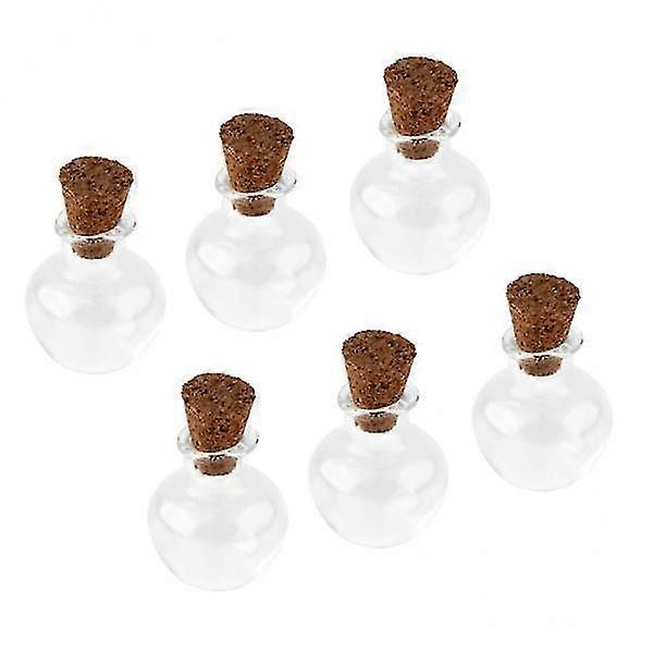 3x6pcs Glass Cork Bottle Jars Vials Wish Bottle Wine Jar Shape Transparent -Sy