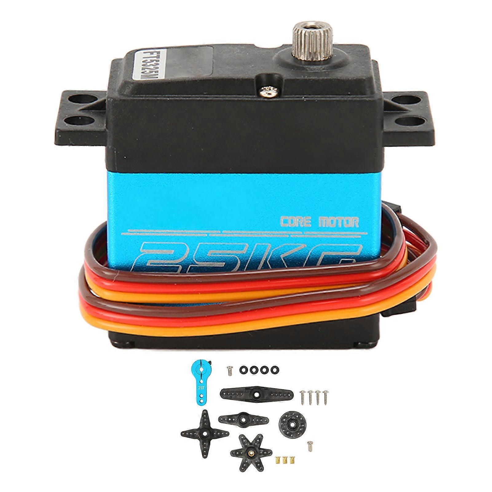 25KG Digital Servo Motor High Torsion Waterproof Metal Gear Coreless Servo with 25T Servo Arm for Robot DIY