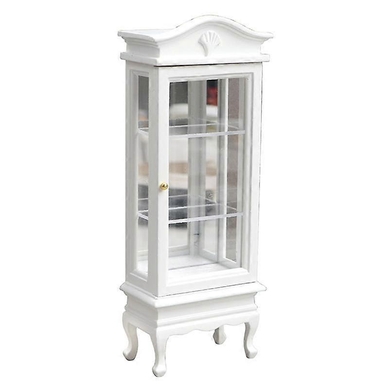 1/12 Miniature Furniture Cabinet Wooden Single Door Bookcase Showcase for Kitchen Dining