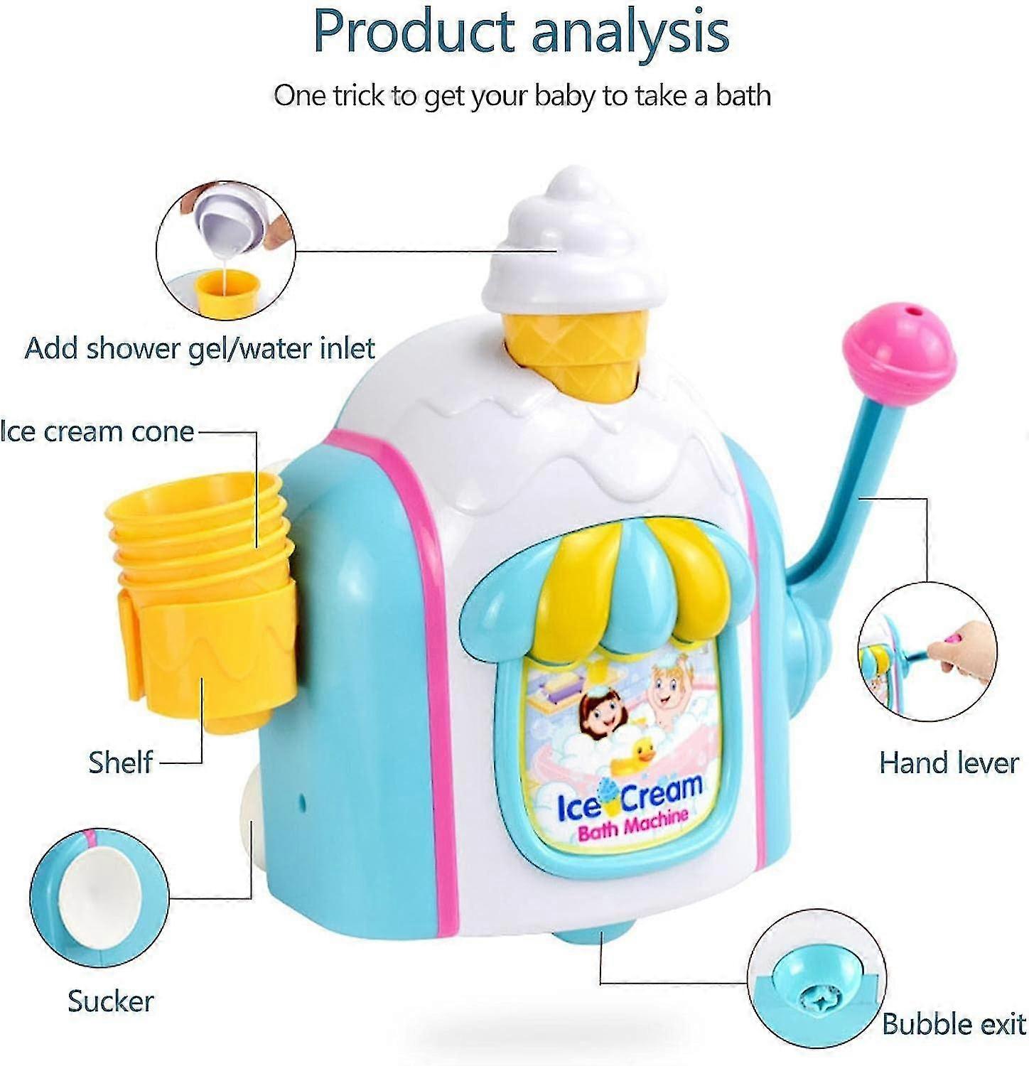 Ice Cream Toys For Kids, Bubble Bath Toy Gifts, Foam Machine, Ice Cream ...