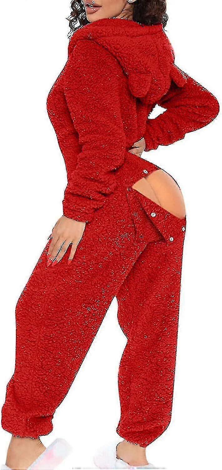 Union Suit One Piece Pajamas With Flap For Adults Red Union Suit
