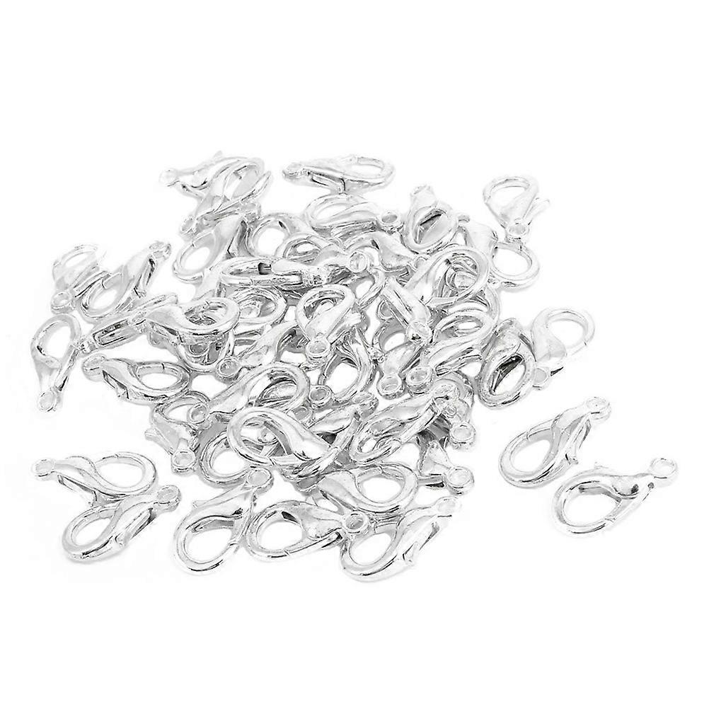 100pcs 7x12mm Curved Lobster Clasps Lobster Claw Clasps DIY Jewelry Fastener Hook Necklace DIY Fasteners (Silver)