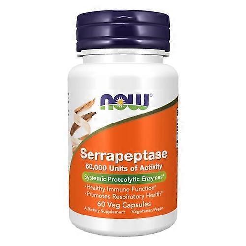Now Foods 舍雷肽酶，60,000 单位，60 粒素食胶囊（1 包）