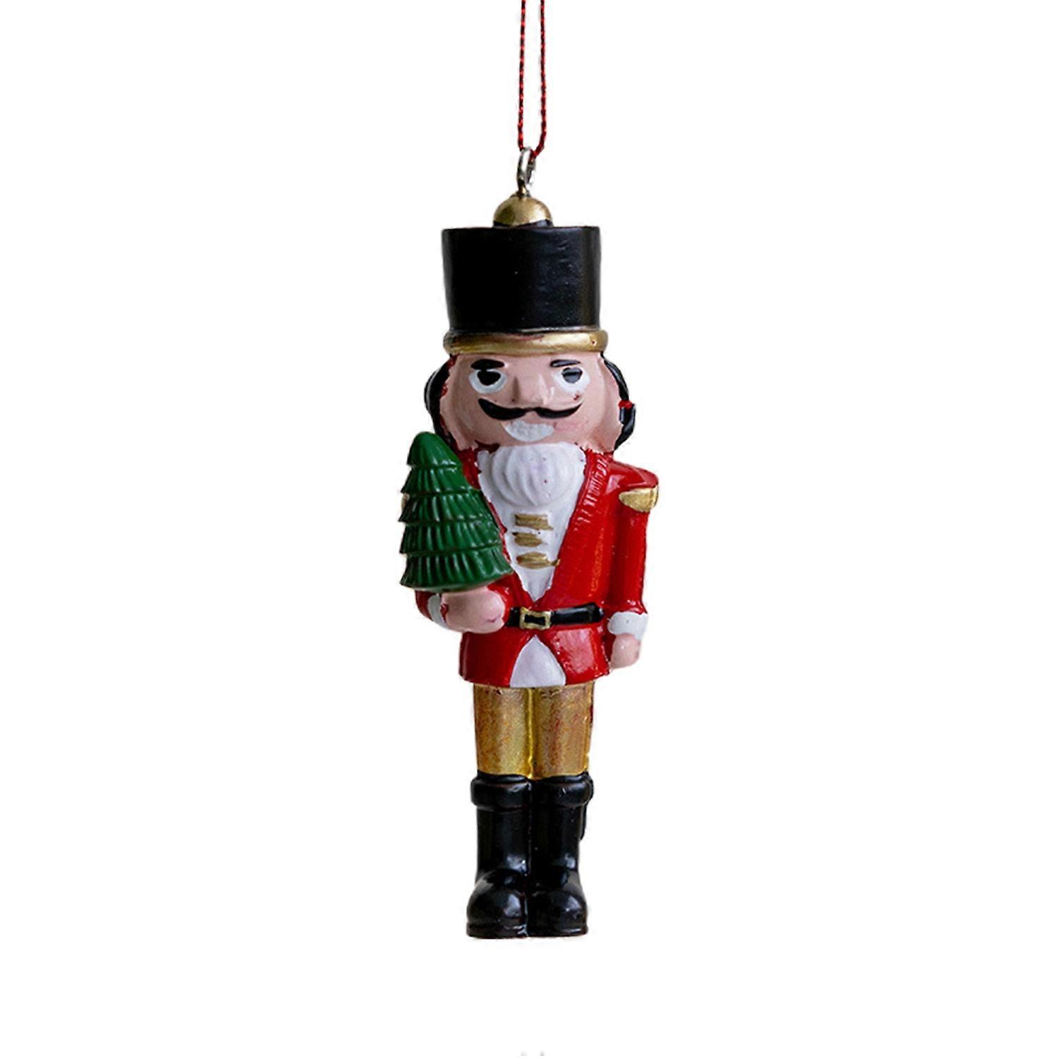 Christmas Nutcracker Pendants Adorable Cartoon Design Create Atmosphere with Hanging Lanyard Resin