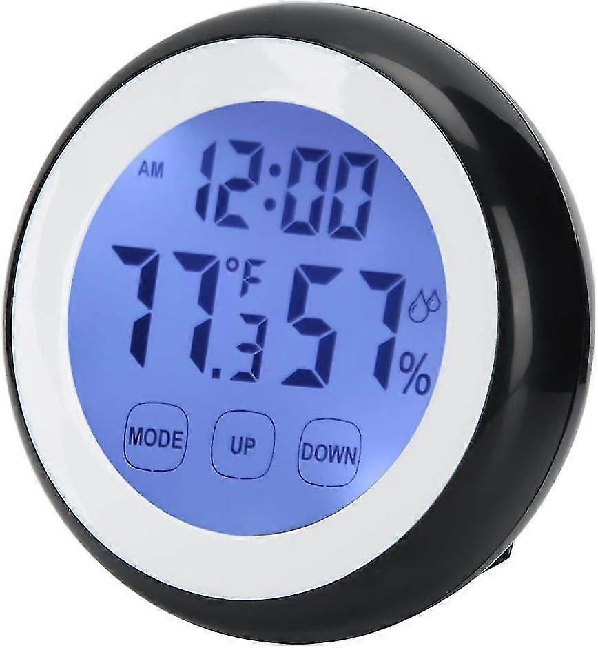 Travel Alarm Clock, Small Digital Clock Digital Clock with Temperature, Humidity for Bedrooms, Office, 9cm