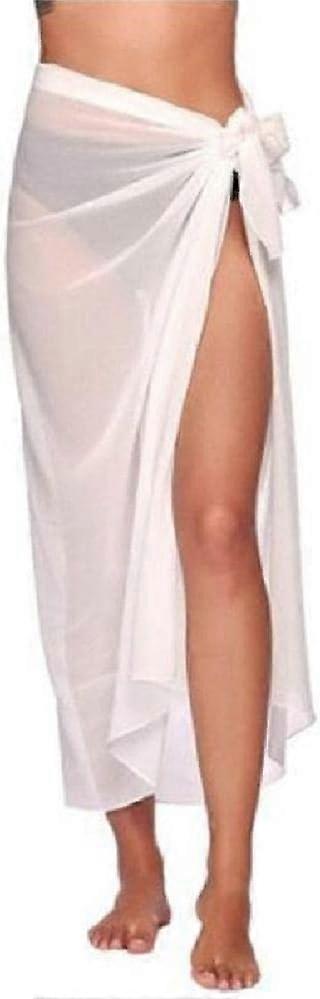 Beach-Sarong-Pareo for Womens Chiffon-Semi-Sheer Swimsuit Cover-Ups Side Tie Long Wrap Skirt for Swimwear Bathing