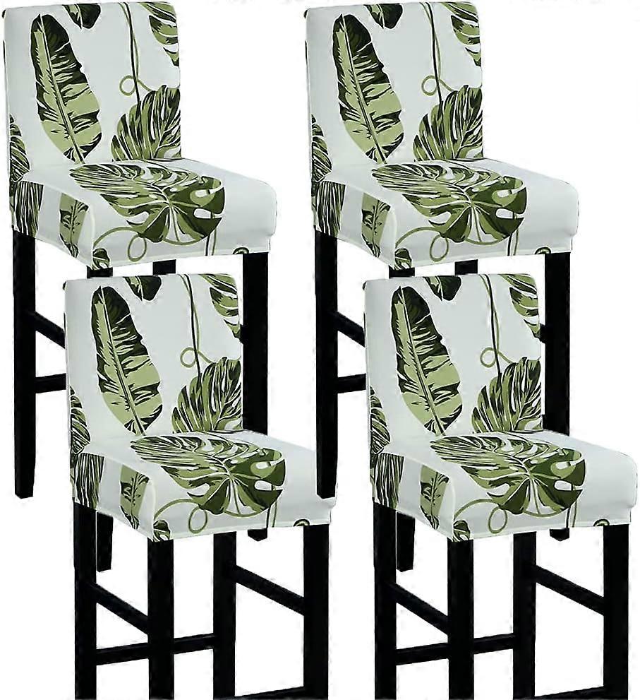 Housse de chaise de bar avec dossier Housse de tabouret de bar extensible Housse de tabouret à dossier bas Ensemble de 4