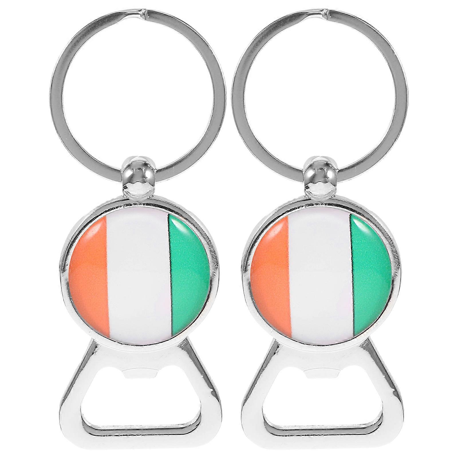 2pcs Beer Bottle Openers Manual Wine Bottle Opener Keychains Decorative National Flag Wine Bottle Openers(Ireland Flag)