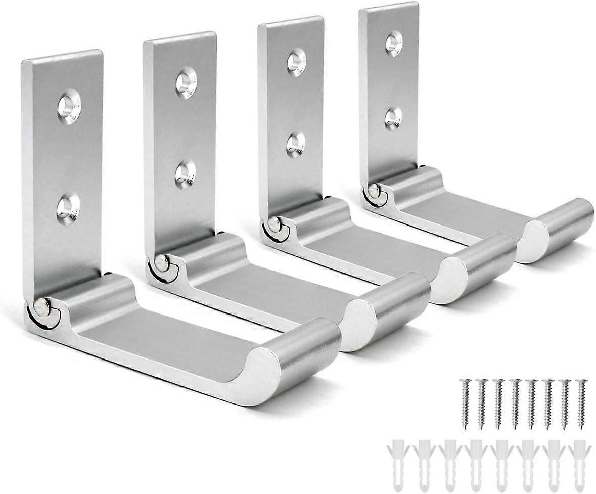 4 PCS Folding Aluminum Alloy Wall Mounted Coat Hook, Foldable Multifunction Hanger(Black)