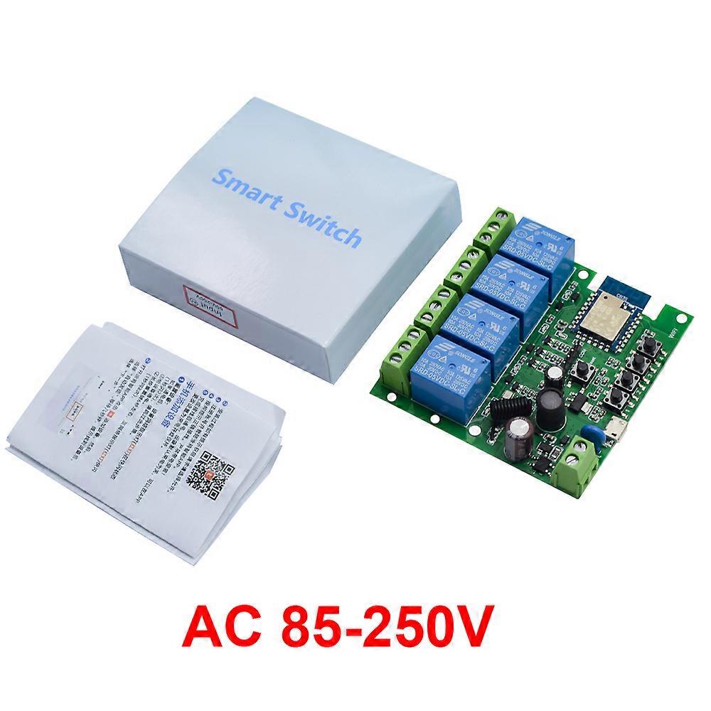 Wifi 10A Relaismodul 85-250 V 220 V 7-32 V 4CH Smart Switch RF-Empfänger SmartLife Tuya Fernbedienung Alexa Google Home Automation