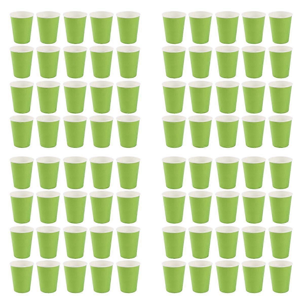 80 Paper Cups (9Oz) - Plain Solid Colours Birthday Catering(Green)