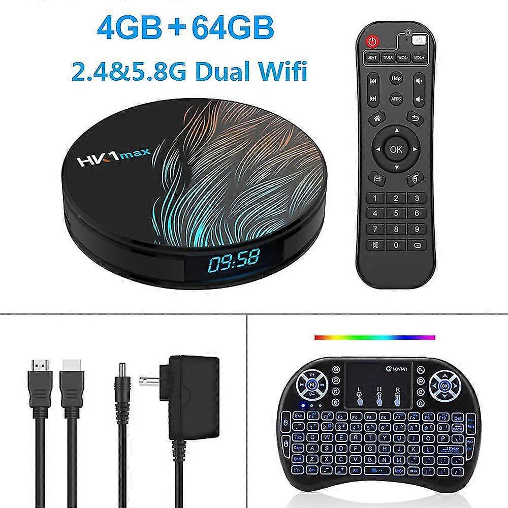 Hk1 max smart tv box android 10 4gb 128gb 64gb 32gb rockchip 4k tvbox youtube wifi android tv set top box media player