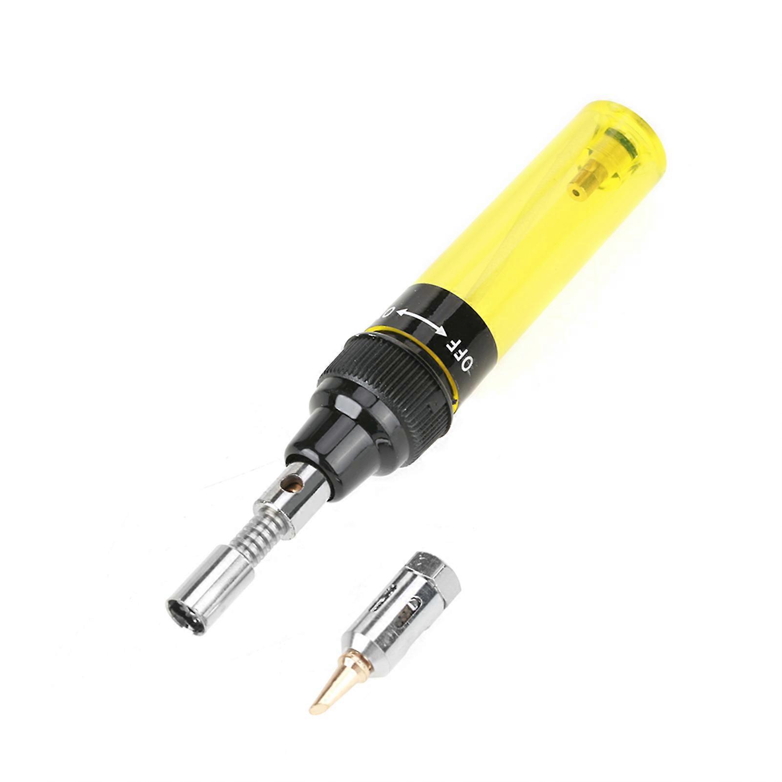 Yellow Cordless Butane Gas Blow Torch Soldering Iron Gun Welding Pen Tool 1300 (Yellow) 15Cm