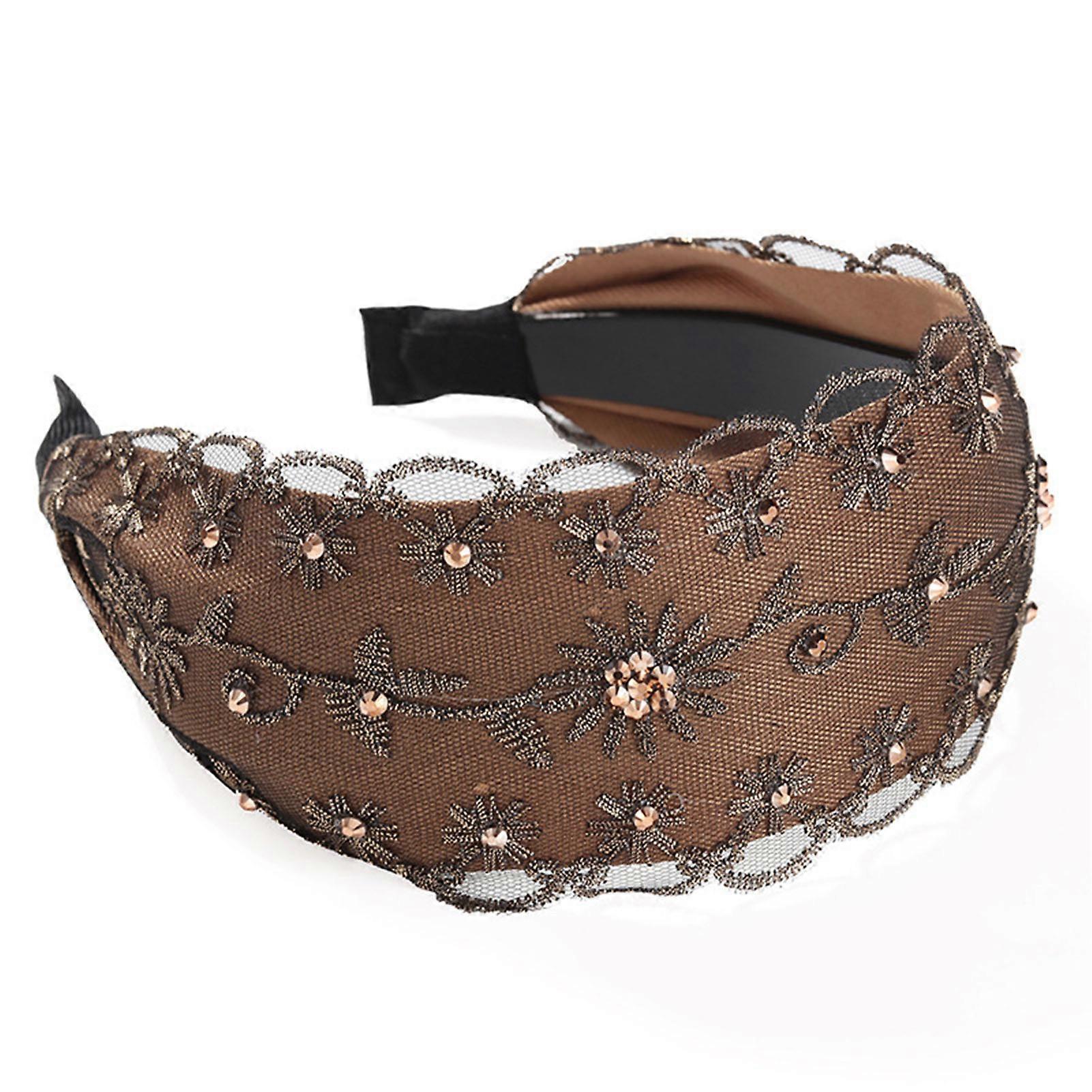 Bandă largă laterală brodată stras păr inel non-alunecare păr accesorii