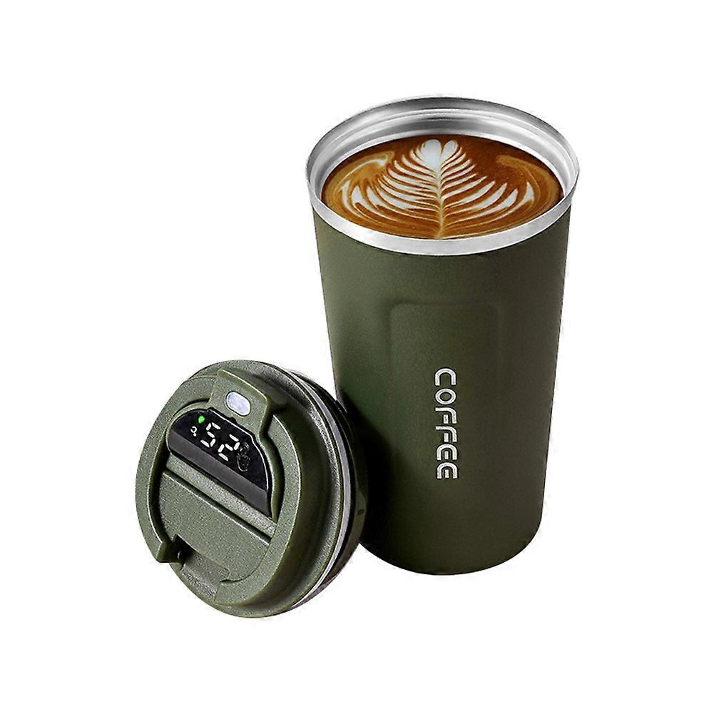 510Ml Smart Bottle for Coffee LED Temperature Display Thermal Mug Insulated Tumbler Coffee Cup Gree