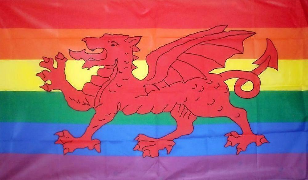 90*150cm RAINBOW WELSH DRAGON FLAG