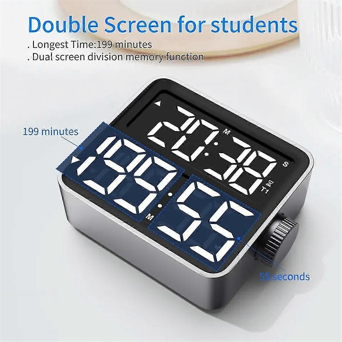 LED Digital Timer Dual Channels Countdown Stopwatch Kitchen Cooking Timer Electronic Magnetic Count