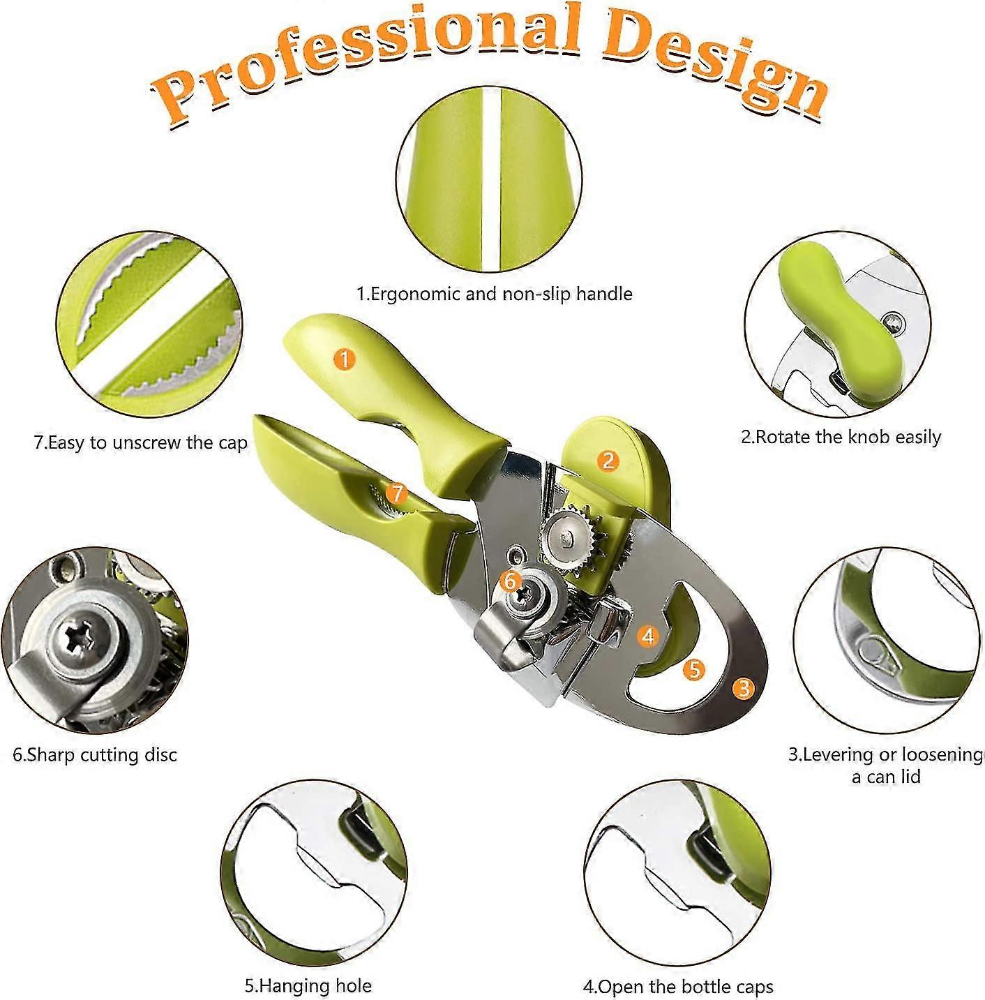 Yaju Tin Opener Can Opener Tin Openers That Work , 4-in-1 Powerful& Convenient Stainless Steel Tin Openers Manual With Another 2 Replaceable Blades (