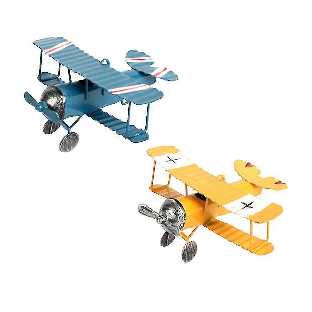 2 Pcs Airplane Model Handicraft Model Vintage Handicraft Mini Metal Airplane Hanging Airplane Ornament Toy Airplane