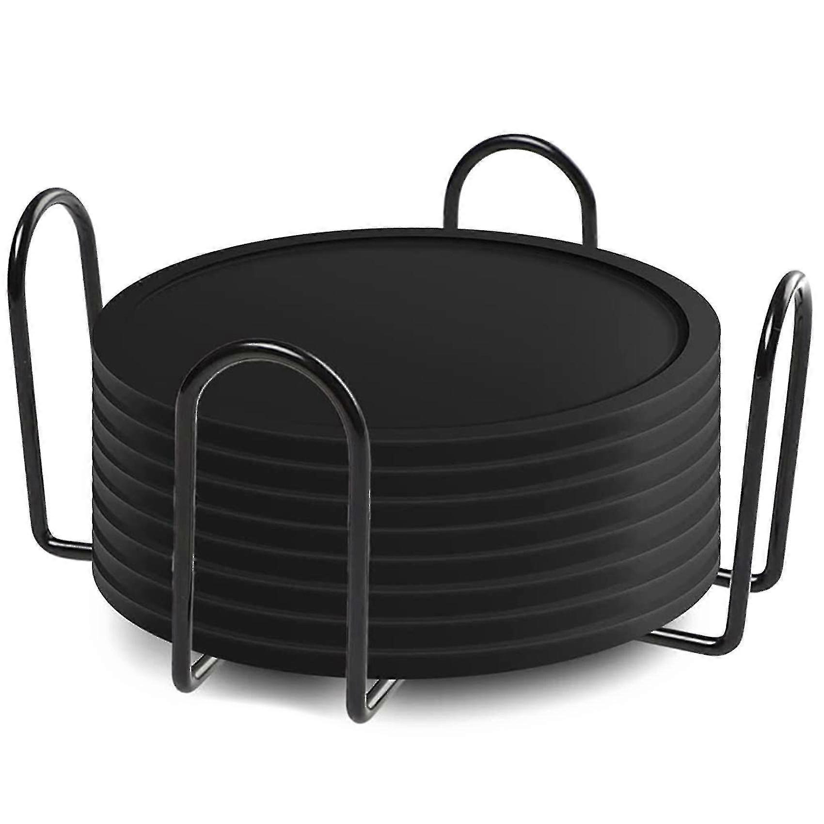 Silicone Round Design Coasters Compatible With Drinks, Bar, Cups, Glass - Table