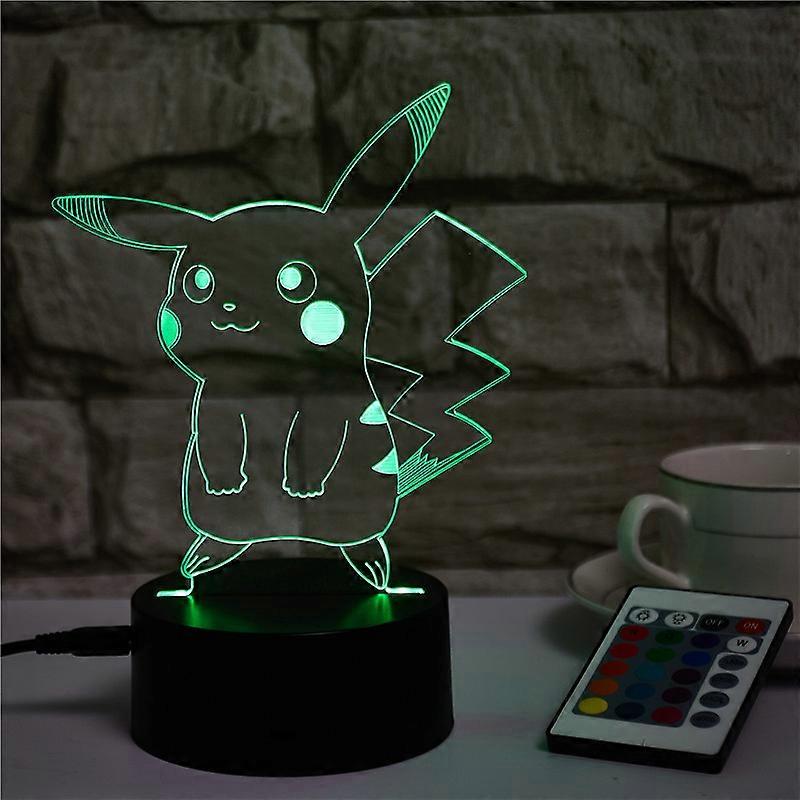 Picachu 3D Small Night Light LED Lamp Creative Colorful Touch Rem