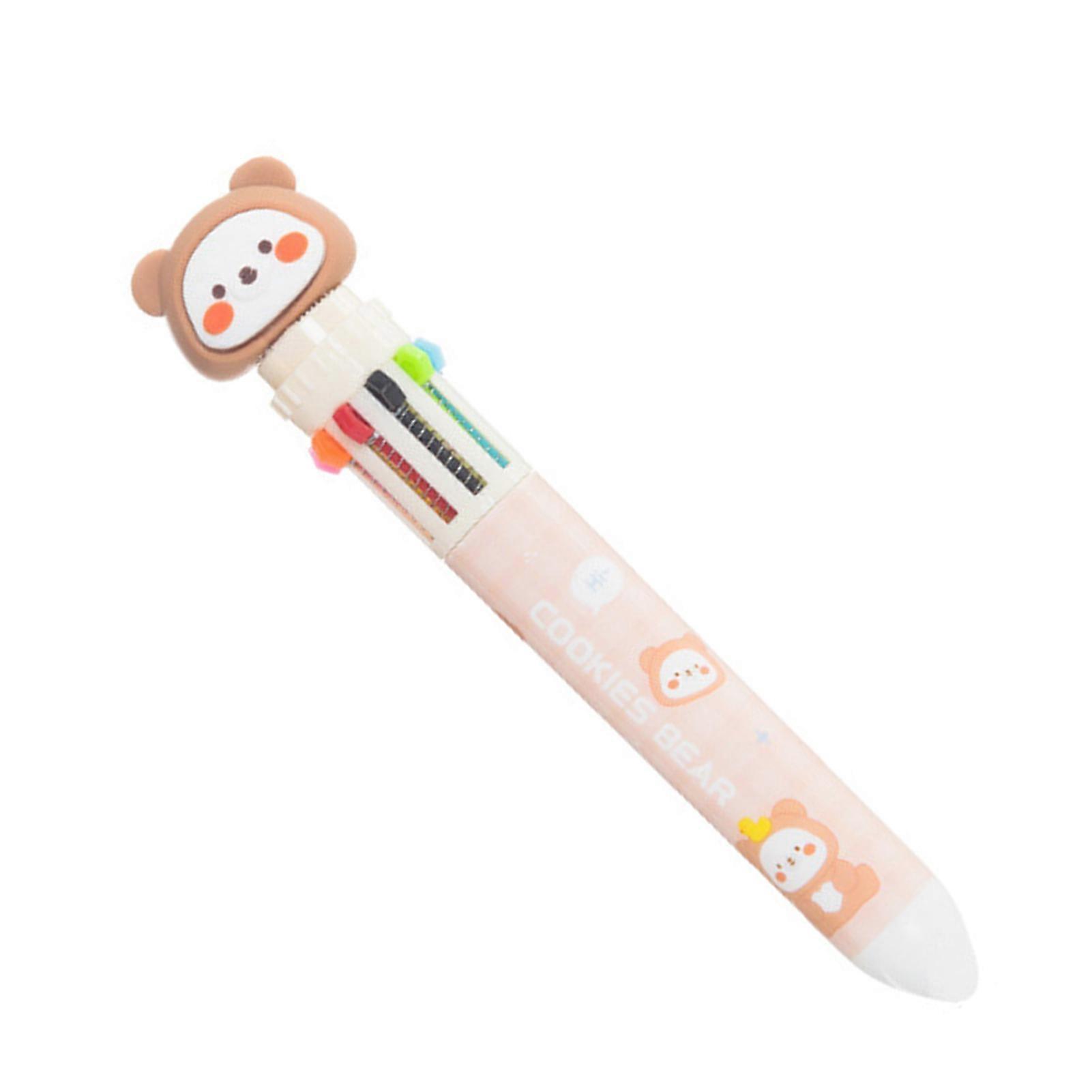 Ballpoint Pen Comfortable Grip Push-type Smooth Writing Ten-color Cartoon Rabbit Ballpoint Pen Student Supply KAESI