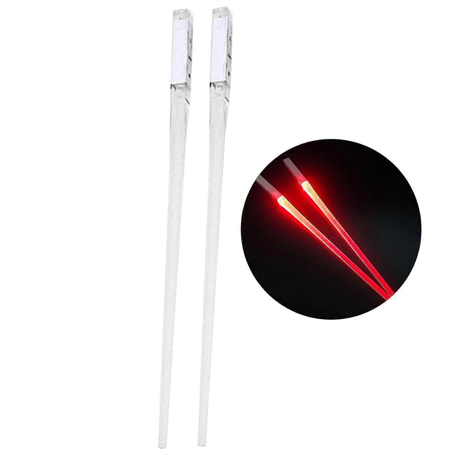 1 Pair Food Chopsticks Reusable Food Grade Smooth Surface Eye-catching Led Illuminated Wear-resistant Lightweight Bpa Free Led Luminous Chopsticks Kit