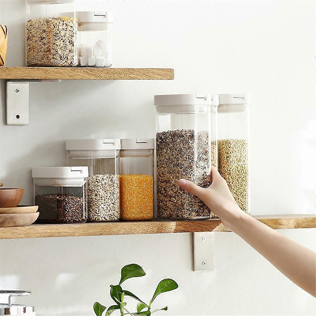 Sealed Food Storage Box Cereal Candy Dried Jars Kitchen Square Transparent Sealed Tank Box Snack Dr