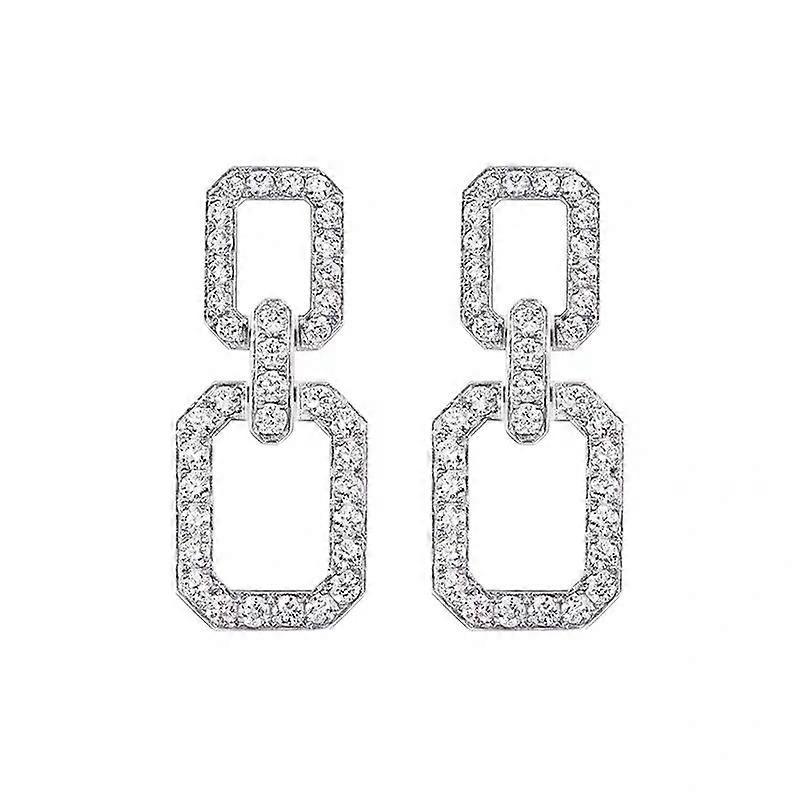 Metal Square Earrings Geometric Trapezoidal Earrings Raised Design Drop Earring