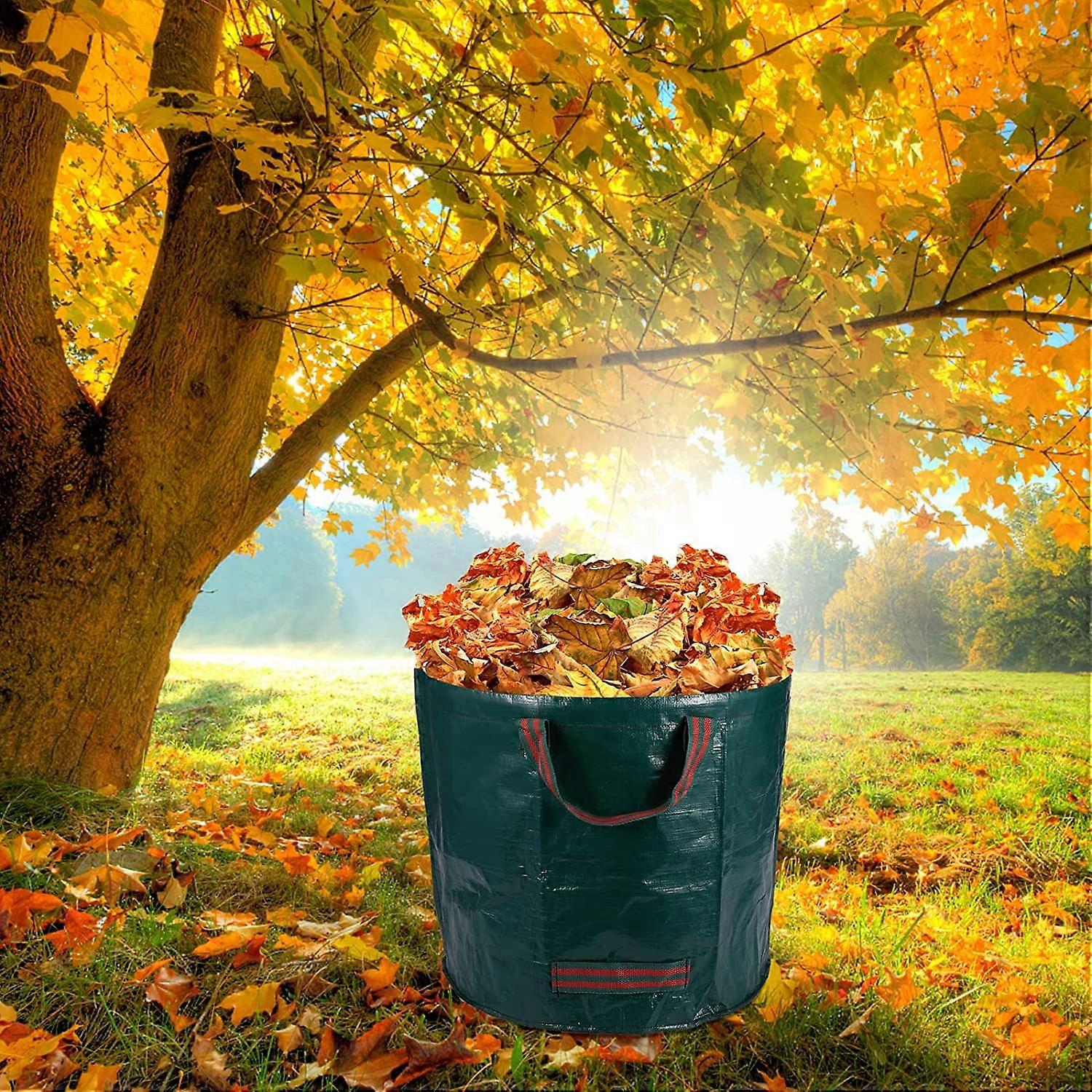 1 pack of 72 gallon reusable garden waste bags for backyard lawn to load leaf waste, self-contained debris container with 4 strong handles waste clipp