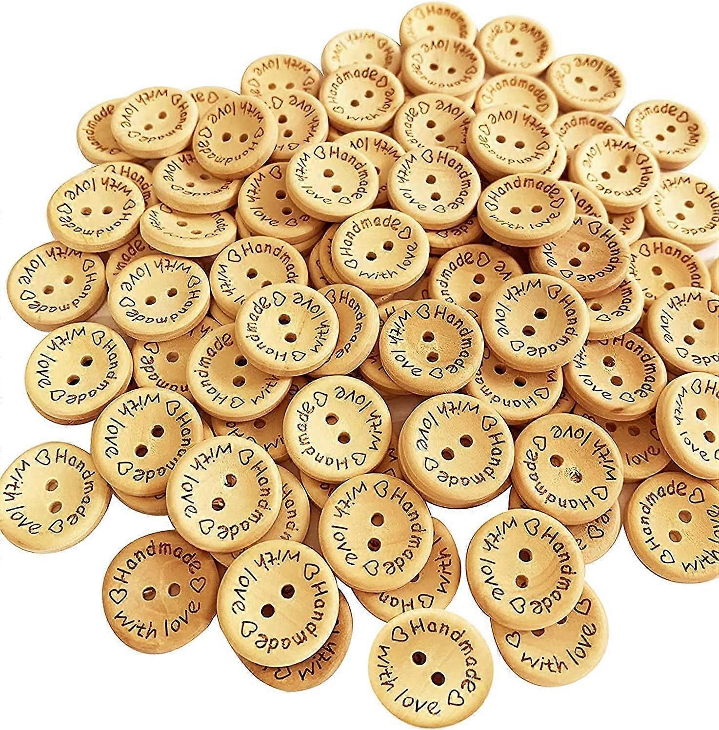 100stk træknapper til syning og håndværk håndlavet med kærlighed træknap20mm