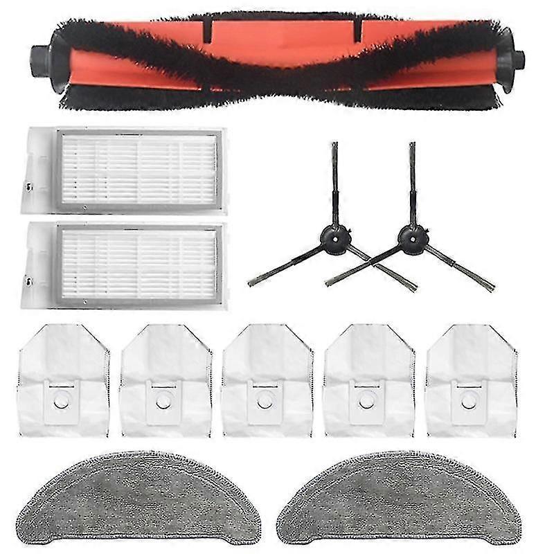 12 stk for Roidmi Eve Plus Robot Støvsuger Hovedbørste Hepa Filter SideBørste Støvpose Mopp Klut Reservedeler