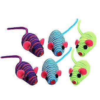 6pcs Elastic Rope Mouse Toy Funny Mouse Cat Playing Props Cat Teaser Interactive Toy (random Color)