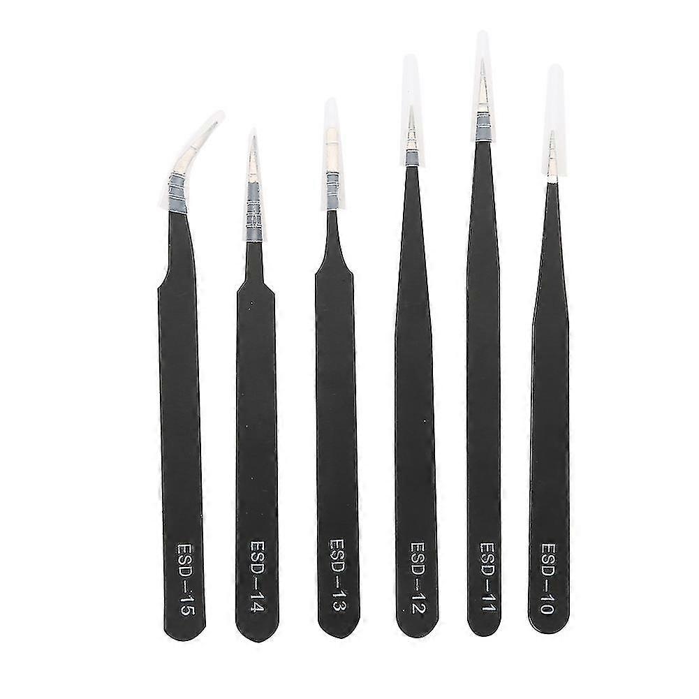 6PCS Anti-Static Maintenance Tools - Stainless Steel Tweezers Set