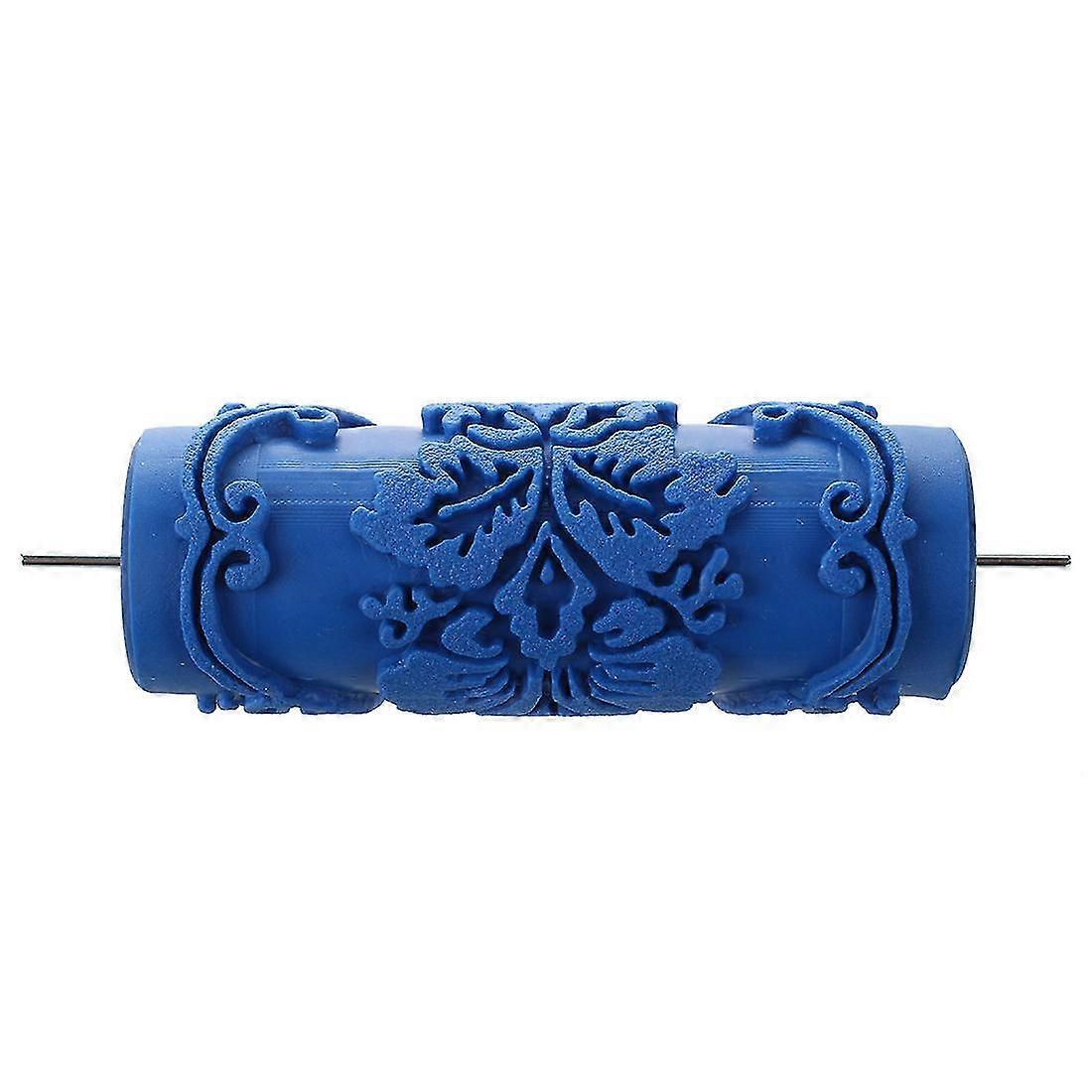 Paint Roller With Decorative Motifs For Machine Flowers  Blue 15 Cm
