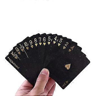 1 kortstokk Vanntett Plast Poker Kort - Svart Gull Profesjonell Standard Spillekortstokk Designer Nyhet Gave-ZZY
