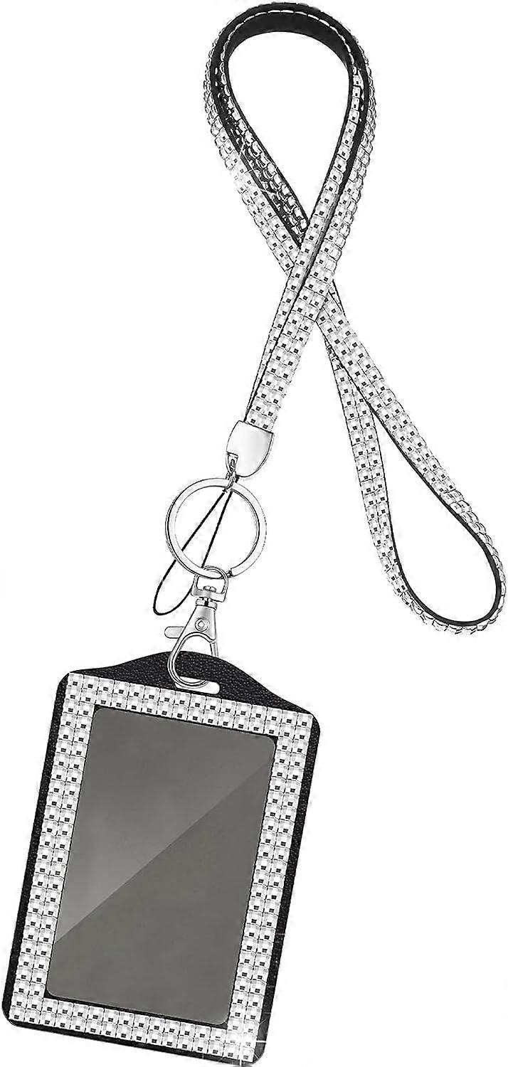שרשרת שרוך קריסטל עם מחזיק כרטיסים כסף בלינג דיאמנטה שרוך ומחזיקי תג רצועת צוואר למפתחות פסטיבל תג זיהוי